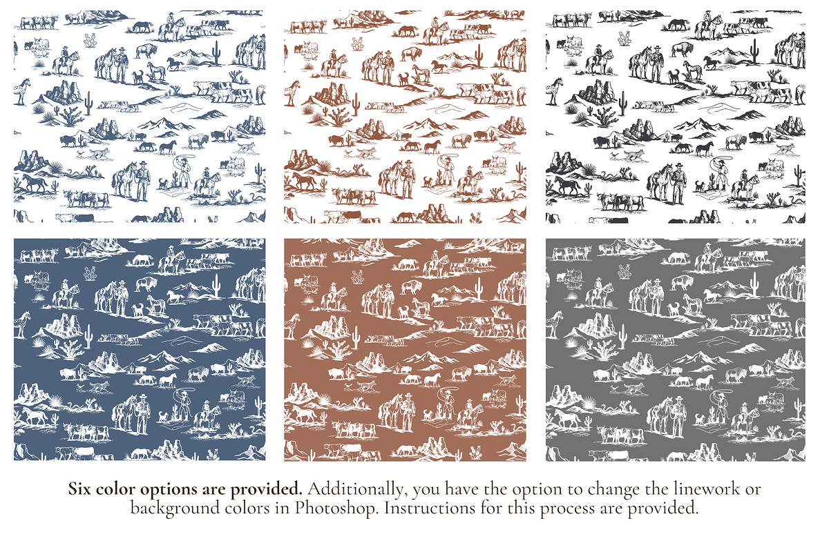 Classic Cowboy Illustrated Pattern, a Pattern Graphic by Hughes Studio (Photo 2 of 9)