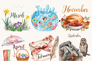 Months of the Year Clipart Bundle, an Object Illustration by Design Scotch (Thumbnail 2 of 8)