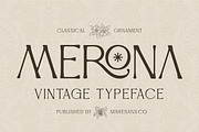 Merona – Vintage Display Typeface, a Serif Font by Mahesans Co (Thumbnail 1 of 10)