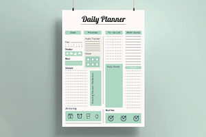 Minimal Daily Planner Template, a Stationery Template by MightyDesign