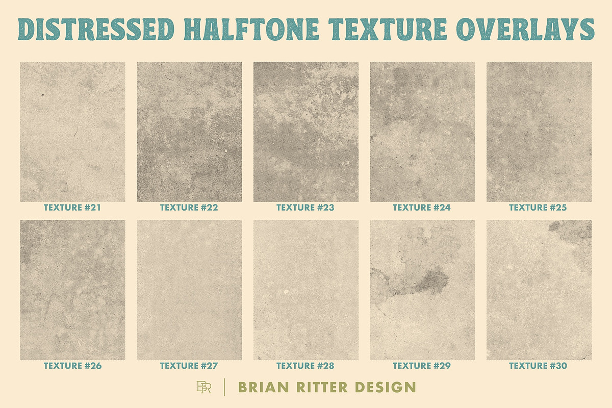 Distressed Halftone Texture Overlays, a Texture Graphic by Brian Ritter Design (Photo 9 of 11)