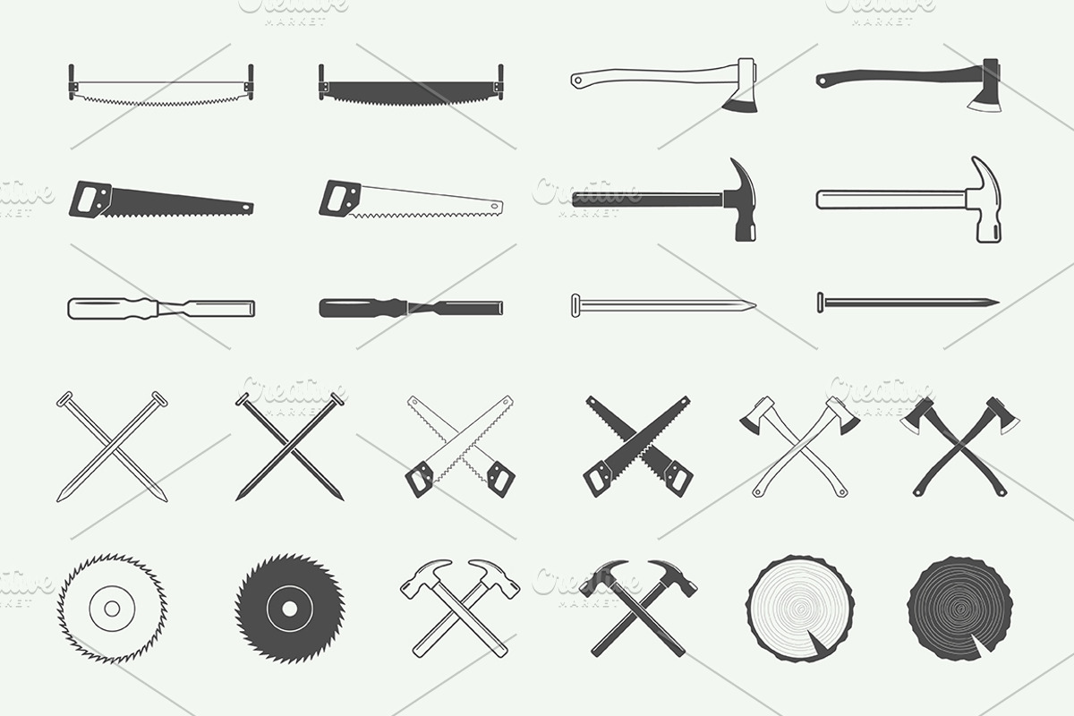 Set of vintage carpentry logos, a Branding & Logo Template by AkimD (Photo 8 of 8)