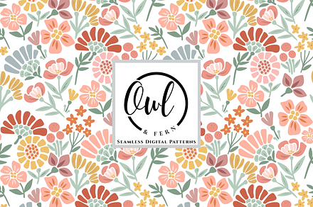 Boho Floral Abstract Repeat Pattern, a Pattern Graphic by OwlAndFern