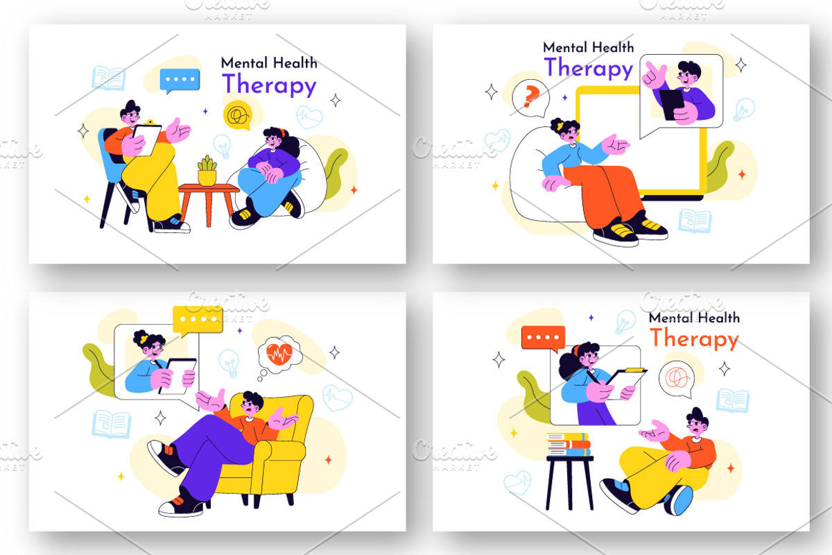 10 Mental Health Therapy Session, a Healthcare Illustration by denayunebgt (Photo 3 of 4)