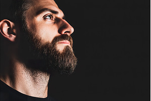Caucasian Man Looking Upward with, a Person Photo by Lermont51