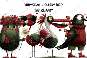 Whimsical & Quirky Bird Clipart, an Illustration by Creative Art