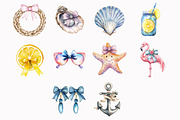 Watercolor Coastal Preppy Girl Clipa, an Illustration by Design Market (Thumbnail 5 of 5)