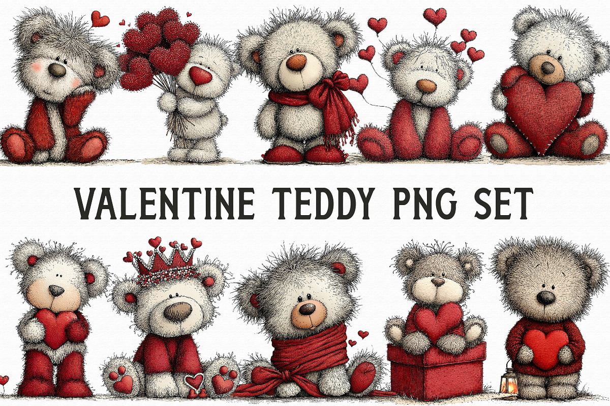Valentine Teddy PNG Set, an Illustration by Libby Wishes (Photo 3 of 6)