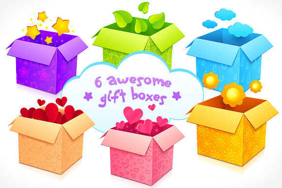 6 High Quality Vector Gift Boxes