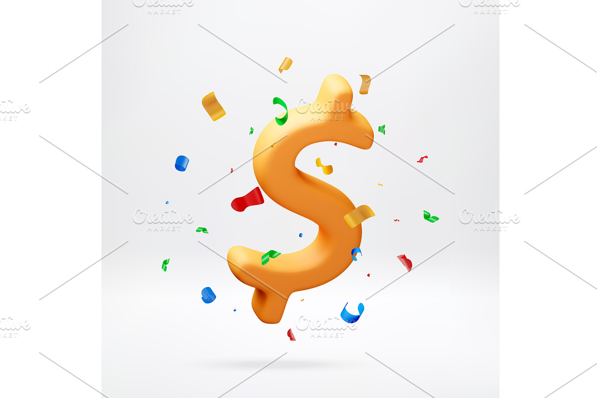 3D dollar sign floating with flying, a Finance Illustration by Abscent