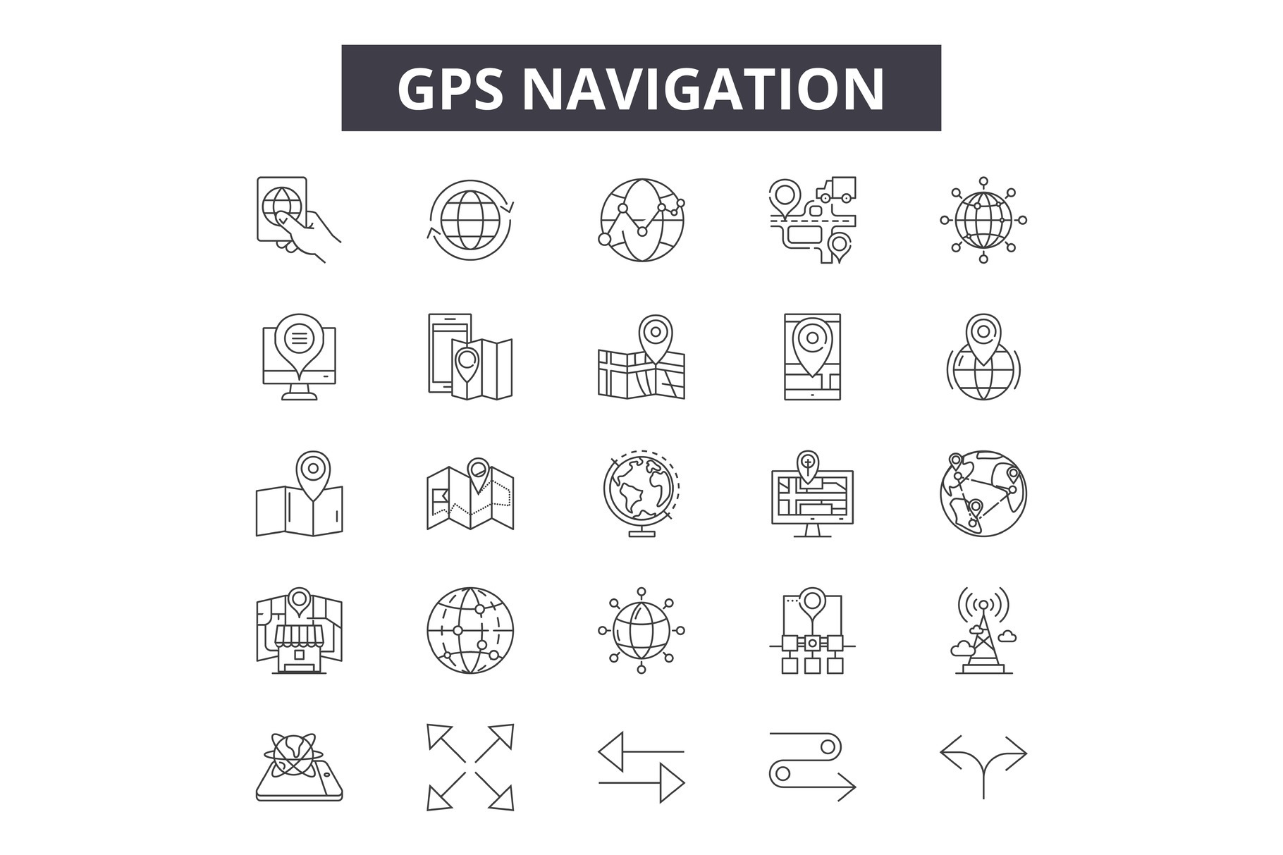Gps Navigation Line Icons, Signs Set by Urban Icon | Creative Market