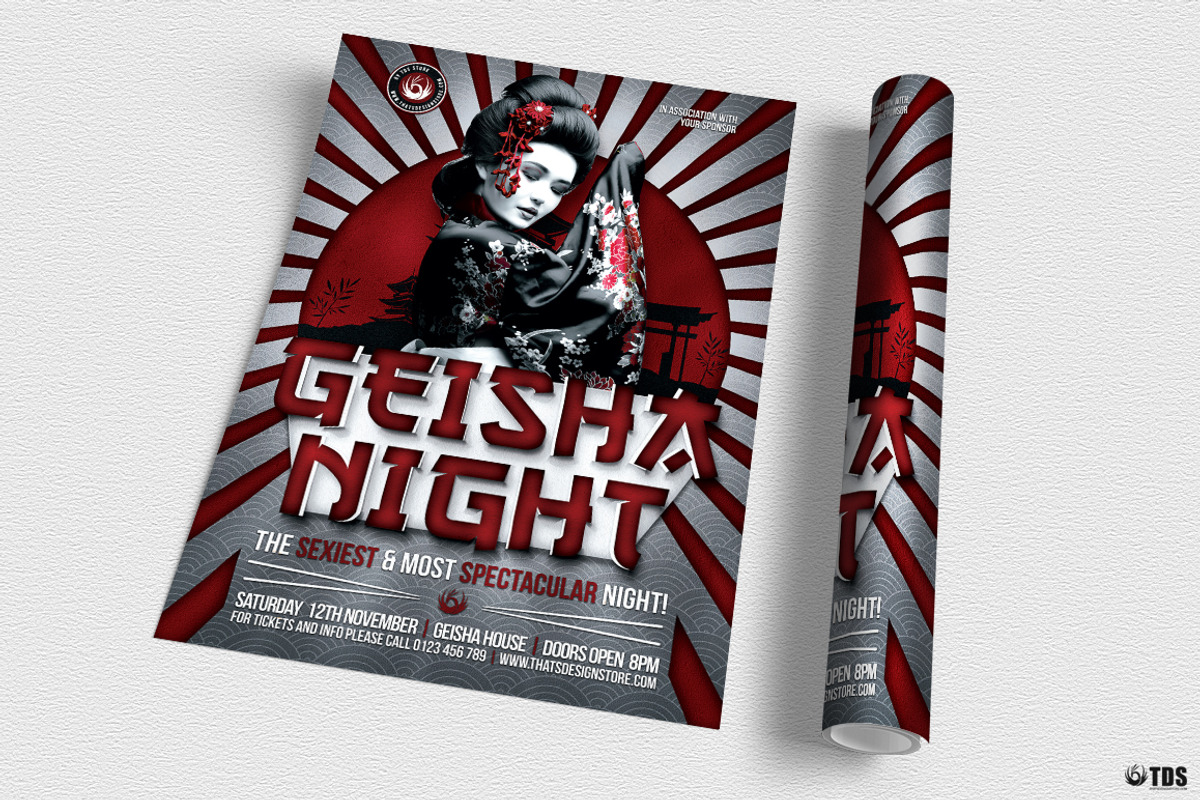 Geisha Night Flyer Template V6, a Flyer Template by ThatsDesignArt (Photo 3 of 7)