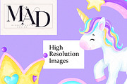 Watercolor Unicorn Clipart PNG Set, an Animal Illustration by MiracleArtAndDesign (Thumbnail 4 of 5)