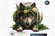 Floral Wolves Fantasy Cliparts, an Animal Illustration by ThatsDesignArt (Thumbnail 5 of 17)