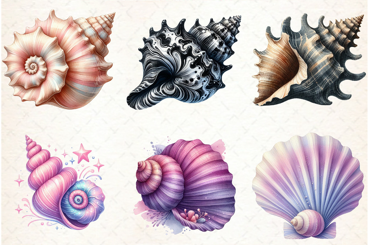 Ocean Sea Shell Sublimation Clipart, an Illustration by Libby Wishes (Photo 6 of 7)