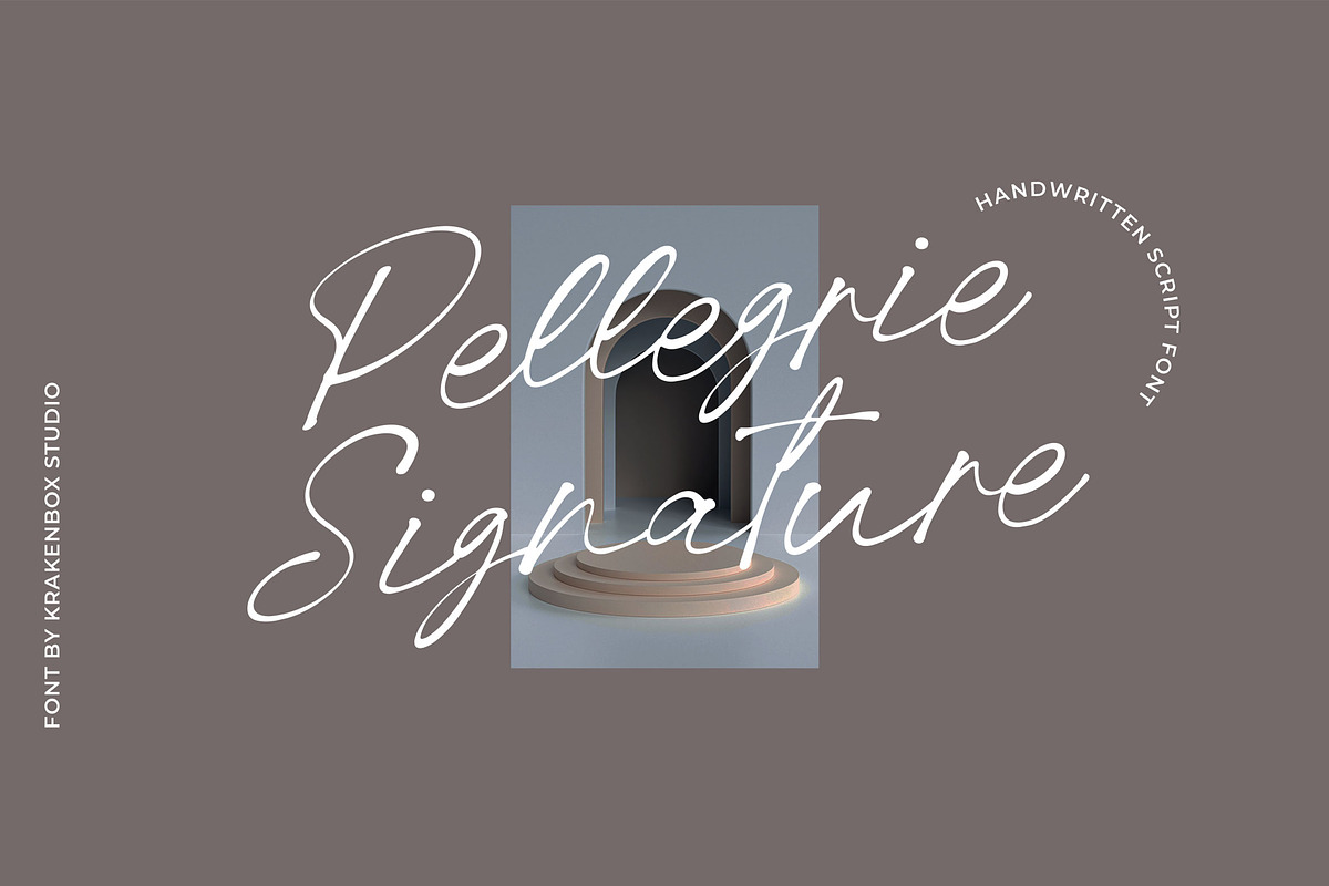 Pellegrie Signature - Script, a Script Font by Krakenbox Studio (Photo 1 of 12)