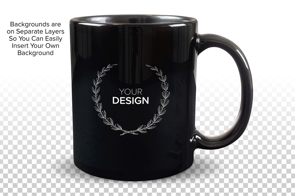 11 oz Black Mug Mockup - PSD & PNG, a Cups & Container Mockup by MelissaBMockups (Photo 3 of 7)