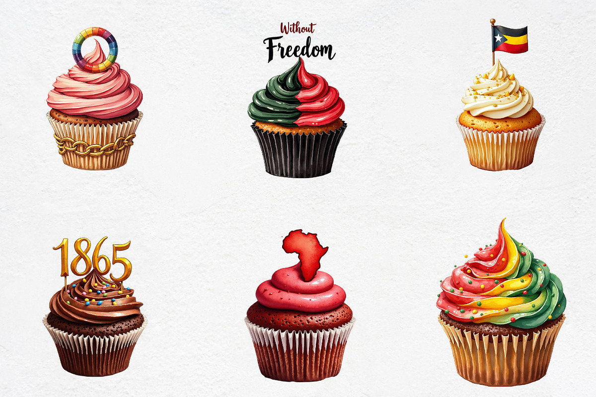 Juneteenth Cupcake Sublimation Clipa, an Illustration by CrexoraLab (Photo 3 of 5)