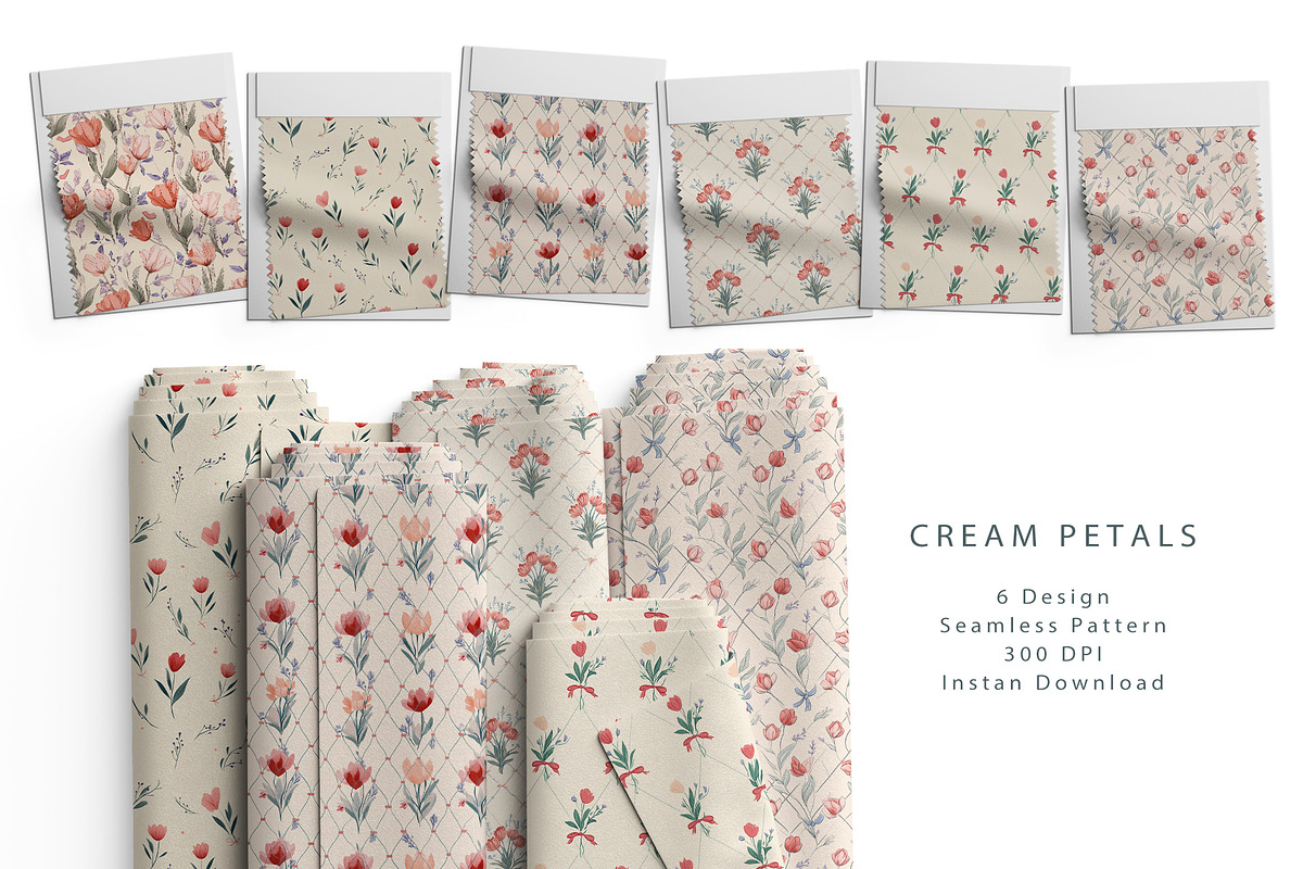 6 Seamless Pattern: Cream Petal, a Pattern Graphic by StudioCitra (Photo 1 of 10)