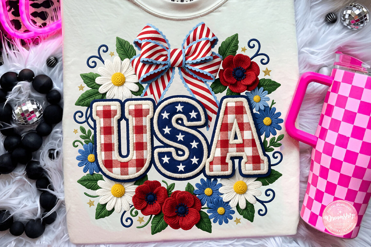 Faux Yarn USA Floral Coquette Shirt, an Illustration by CreationArt (Photo 1 of 5)