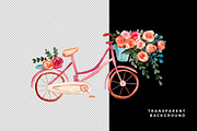 Pink Watercolor Floral Bicycle PNG, an Illustration by Mia Digital (Thumbnail 4 of 7)