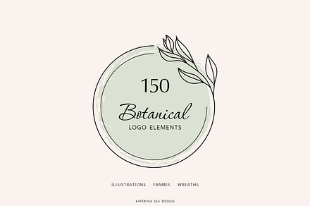 Botanical line art logo elements