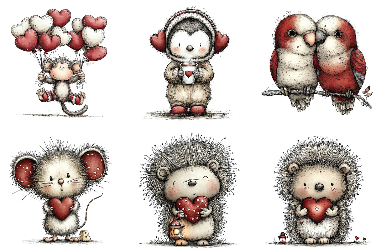 Whimsical Valentine Day Animals PNG, an Illustration by CraftArtStudio (Photo 5 of 6)