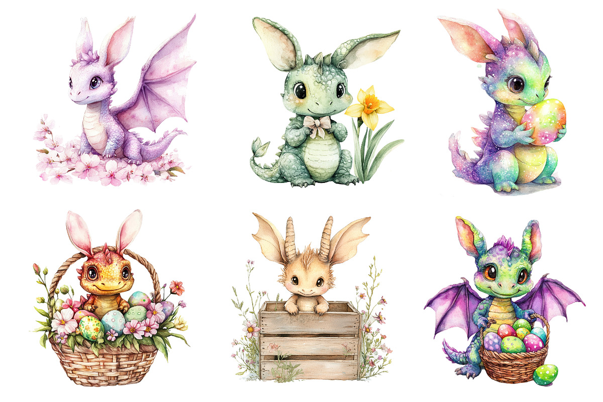 Baby Dragon Sublimation Clipart, an Illustration by CreationArt (Photo 2 of 5)