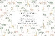 Cute Safari Animals Seamless Pattern, a Pattern Graphic by StudioGlouna (Thumbnail 1 of 6)