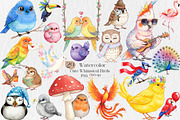 Watercolor Cute Whimsical Birds Png, an Illustration by Creative Art (Thumbnail 1 of 9)