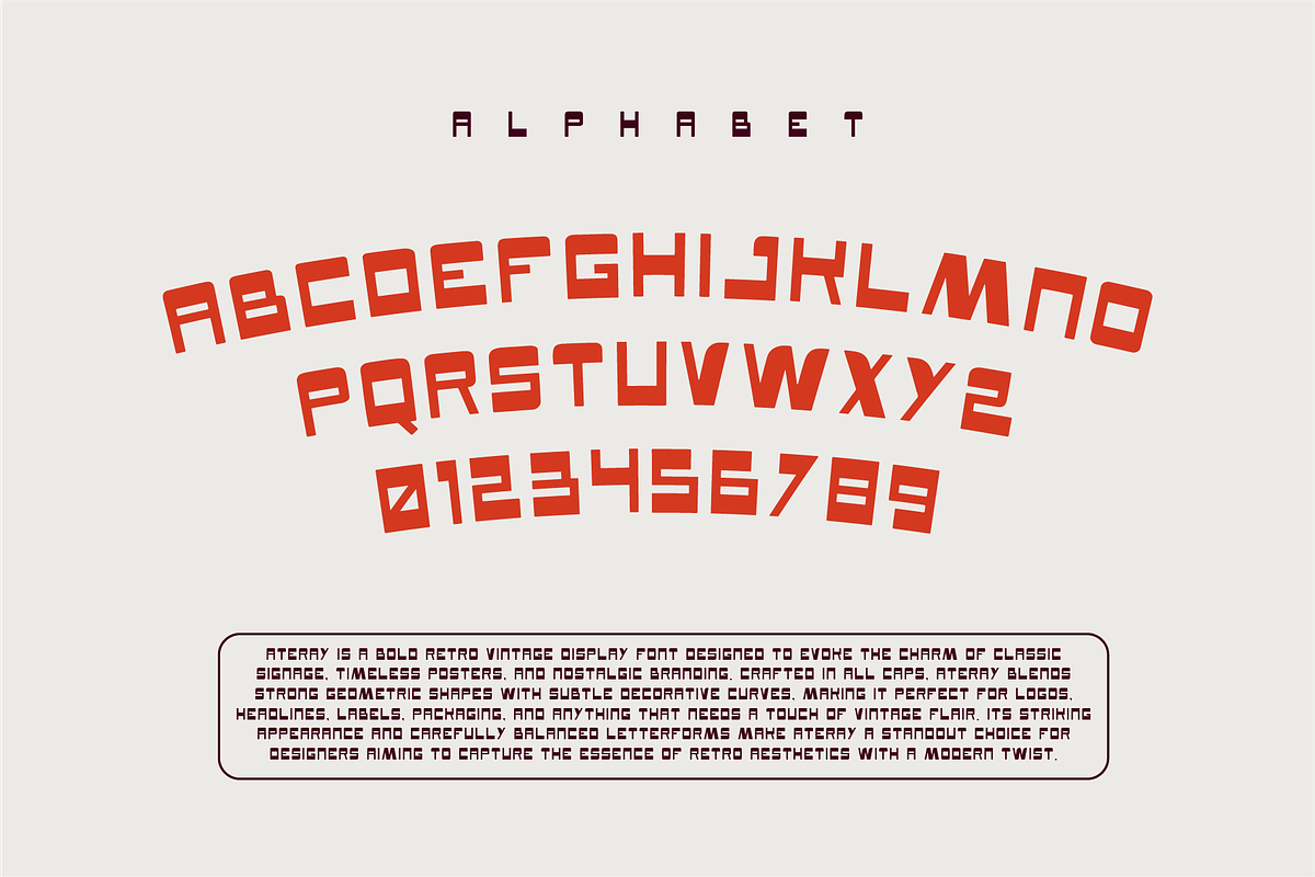ATERAY - Retro Display Font, a Font by Rightwheels (Photo 2 of 8)