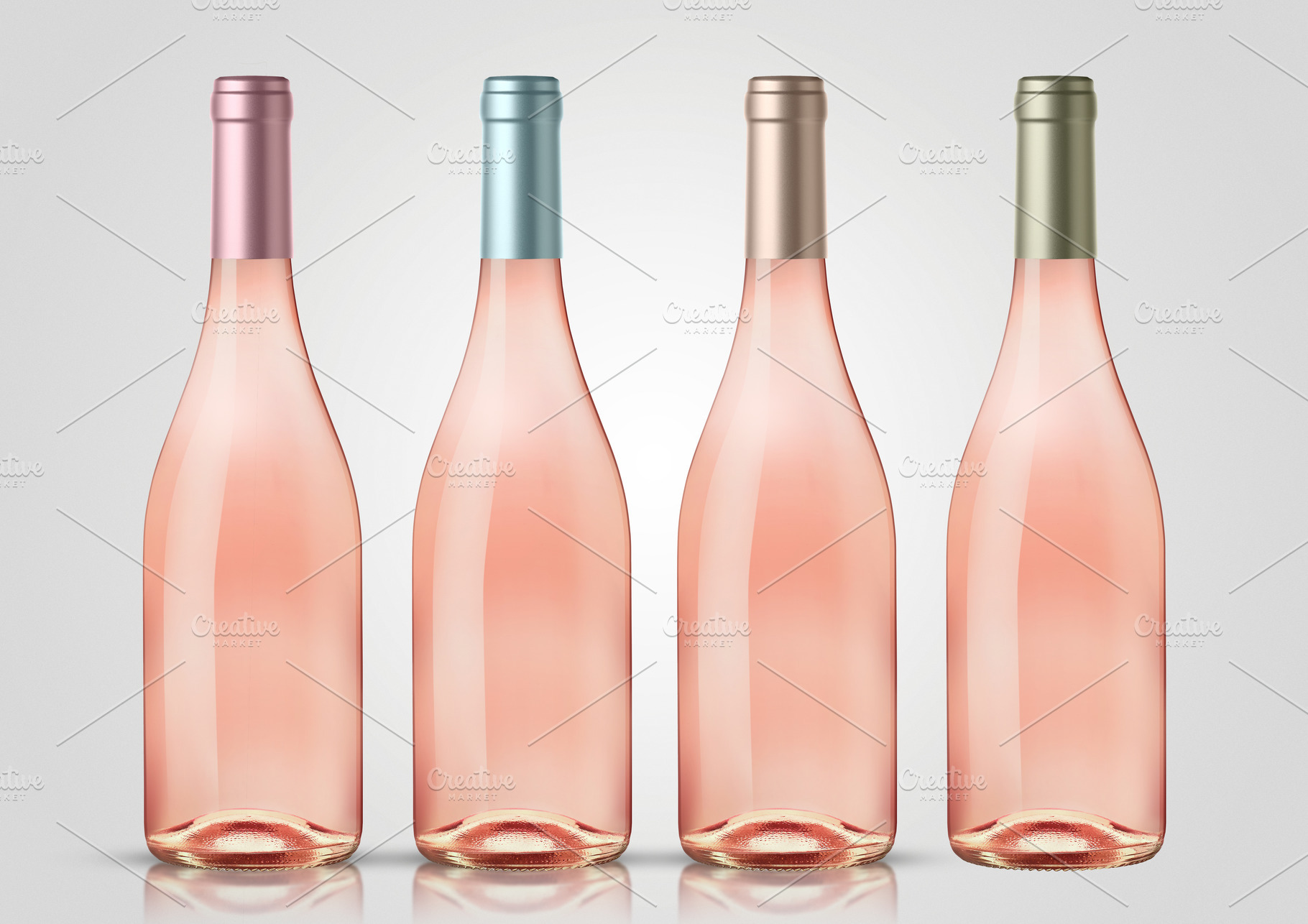 Mockup 4 bottle rose wine 3 containing alcohol, alcoholic drinks, and, a Food & Drink Photo by Fenea Silviu