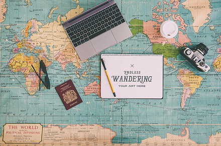 10 Flat Lay Travel Notebook Mockups