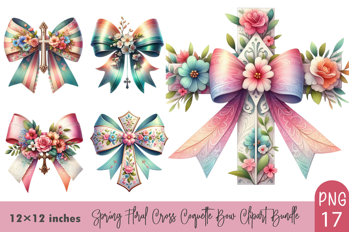 Spring Floral Cross Coquette Bow PNG, a Graphic by CitraGraphics (Photo 1 of 3)