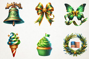 Green And Gold 4th Of July Clipart, an Illustration by RobertsArt (Thumbnail 7 of 7)