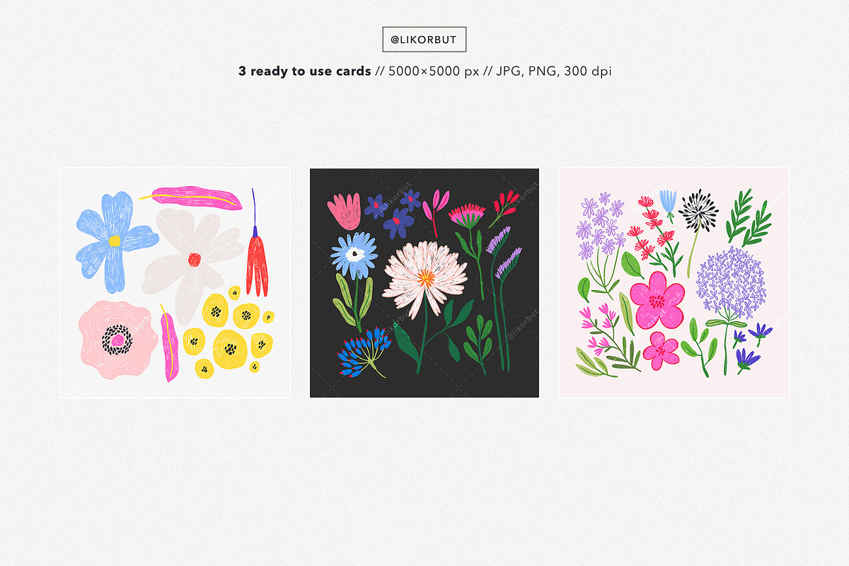 Crayon Abstract Modern Flowers, an Object Illustration by likorbut (Photo 6 of 7)