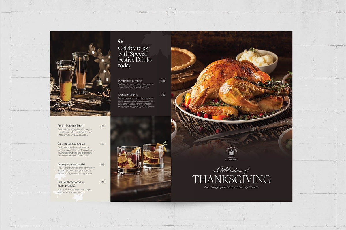 Thanksgiving Dinner Menu Template, a Flyer Template by BrandPacks (Photo 2 of 5)