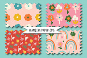 Rainbow Florals paper set, a Graphic by Poppymoondesign (Thumbnail 2 of 4)