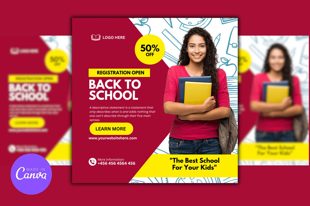 Back to School Canva Template, a Social Media Template by Artistic ...