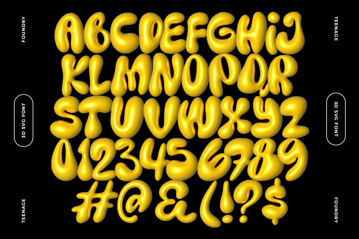 Teenage Yellow Star – 3D SVG Font, a Sans Serif Font by TeenageFoundry (Photo 6 of 6)