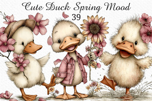 Cute Duck Spring Mood Clipart Png, an Illustration by Craft Nest