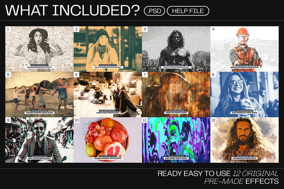 12 Photo Effect Templates, a Layer Style Add-On by iDoodle Studio ...