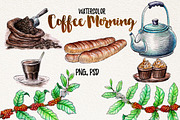 Watercolor Coffee Element, a Food Illustration by Graphobia (Thumbnail 3 of 10)
