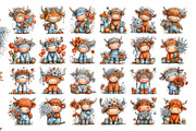 Whimsical Highland Cow Clipart, a Seasonal Illustration by Daily.Designs (Thumbnail 2 of 3)
