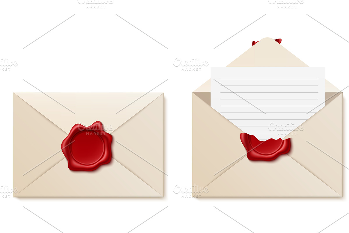 Closed paper envelope with wax seal, an Object Illustration by Vectorbuum