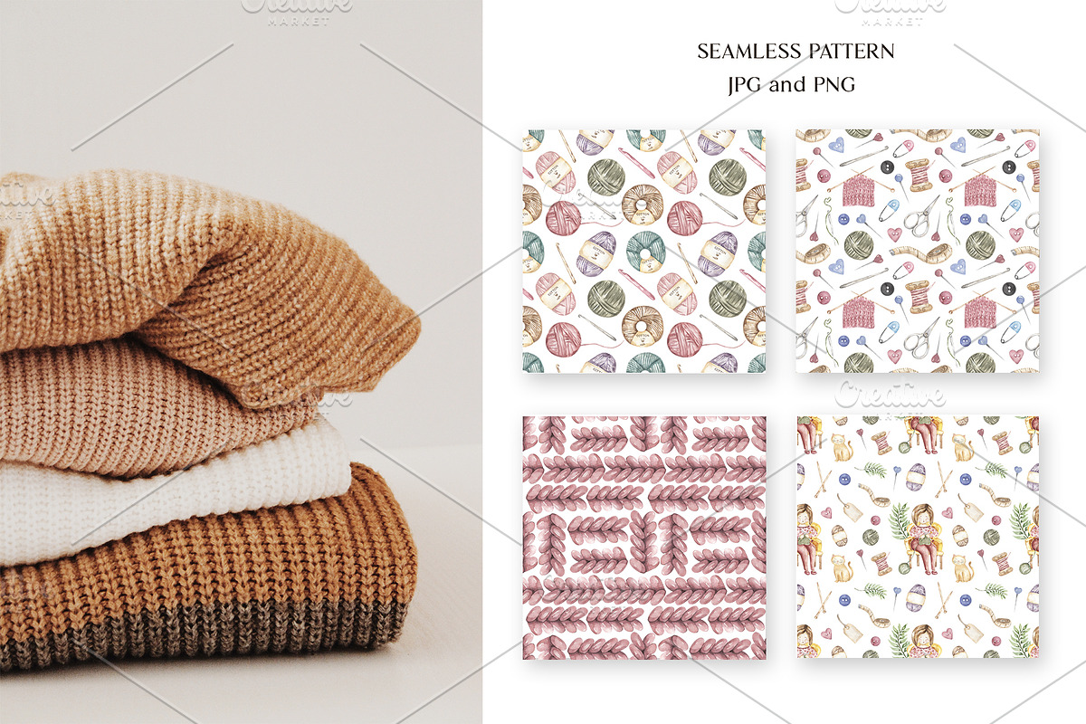 Watercolor Knitting Collection, a Work Illustration by MayaNavits (Photo 7 of 13)