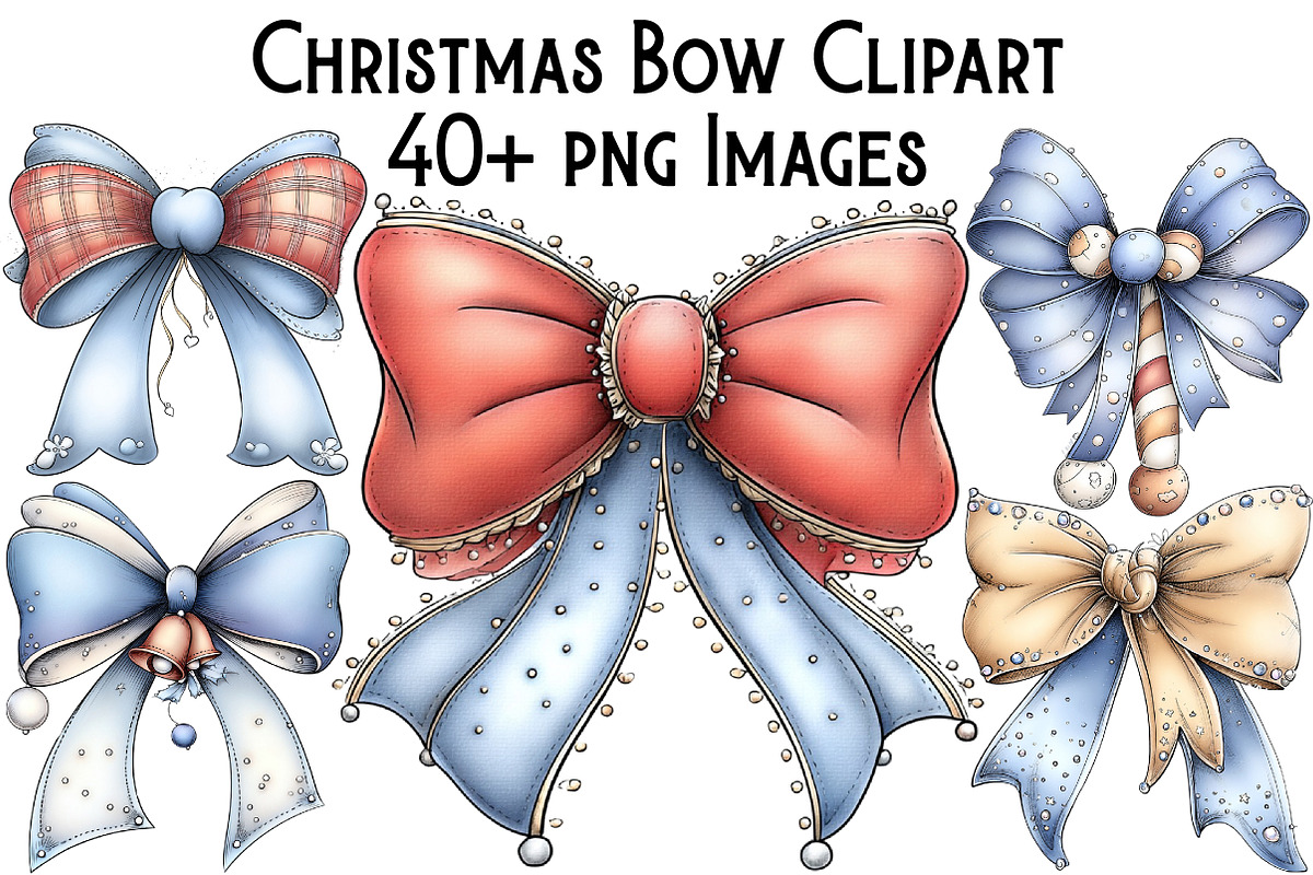 Christmas Bow Clipart, an Illustration by Pixels.Craft (Photo 1 of 6)