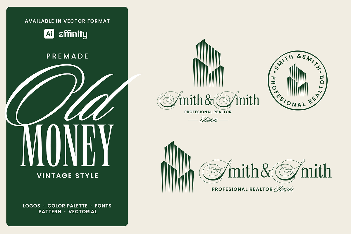Green Realtor Old Money Logo, a Branding & Logo Template by Headfonts (Photo 1 of 3)