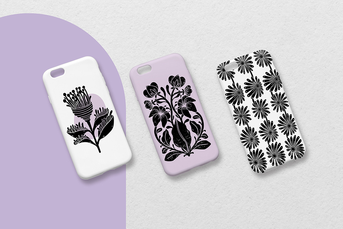 Wild flowers - botanical linocut, an Object Graphic by DariSmartArt (Photo 3 of 13)