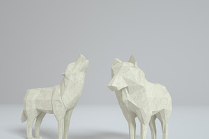 Low Poly Paper Wolves